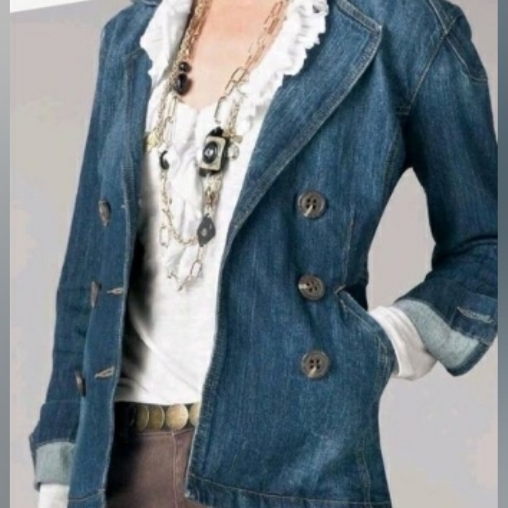 CAbi Sz M Denim Double-Breasted Jacket